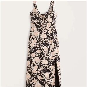 Abercrombie & Fitch Black Floral Midi Dress